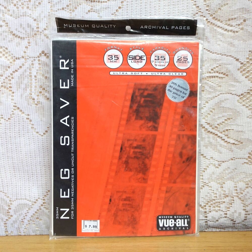 Vue All 35mm Negative Saver 30 PAGES #3500 Side Load 7 Strips of 5 Negs Vintage